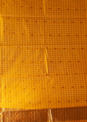 Yellow Dupion Silk Saree With Blouse Piece
