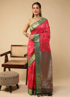Pink Dupion Silk Saree With Blouse Piece