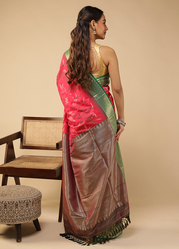 Pink Dupion Silk Saree With Blouse Piece