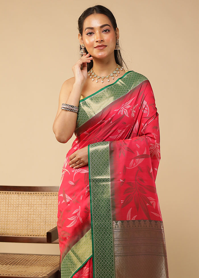 Pink Dupion Silk Saree With Blouse Piece