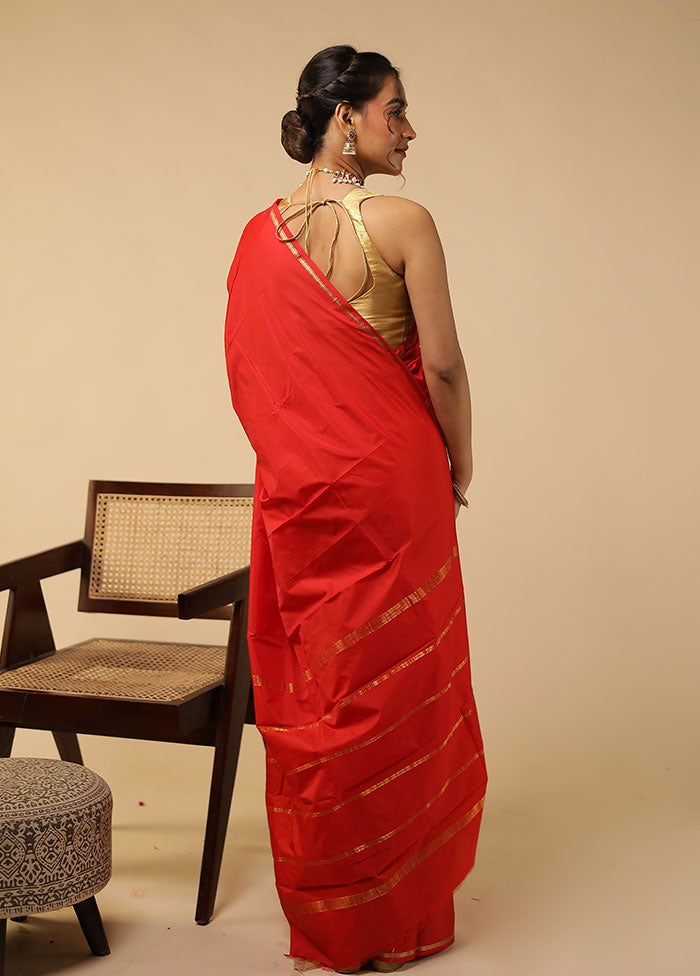 Pink Kanjivaram Silk Saree With Blouse Piece