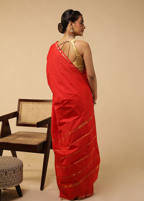 Pink Kanjivaram Silk Saree With Blouse Piece