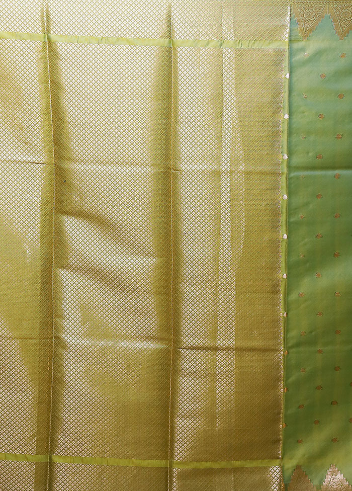 Green Dupion Silk Saree With Blouse Piece