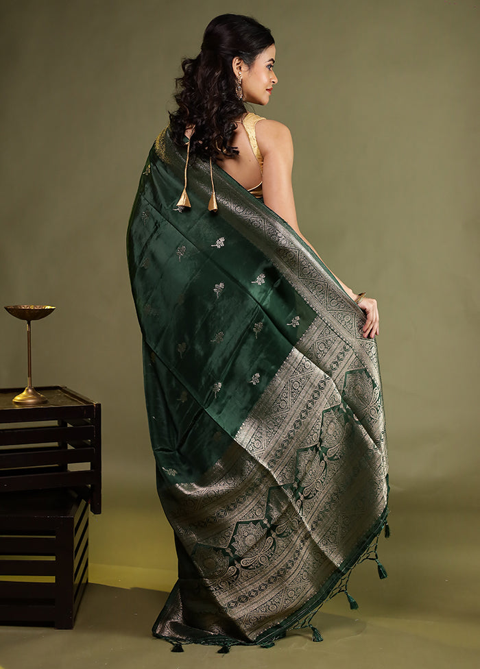 Green Dupion Silk Saree With Blouse Piece