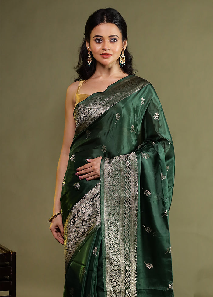 Green Dupion Silk Saree With Blouse Piece