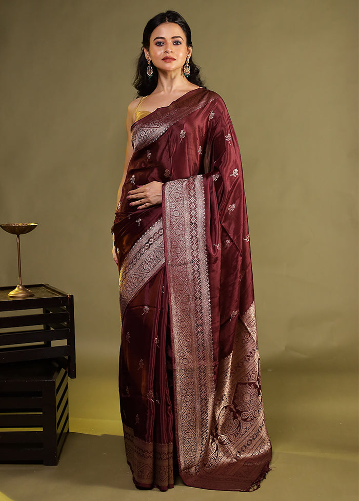 Brown Dupion Silk Saree With Blouse Piece