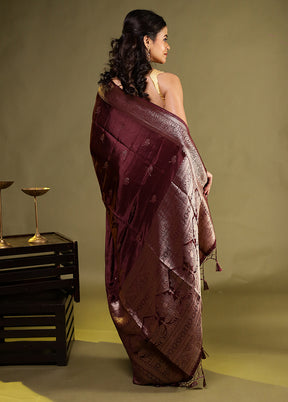 Brown Dupion Silk Saree With Blouse Piece