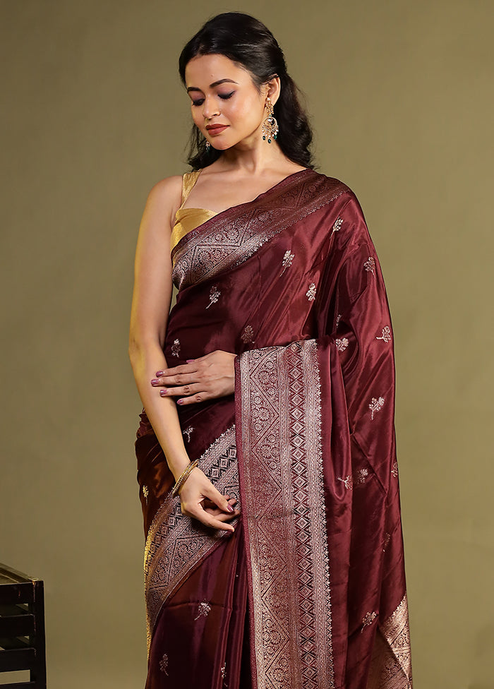 Brown Dupion Silk Saree With Blouse Piece