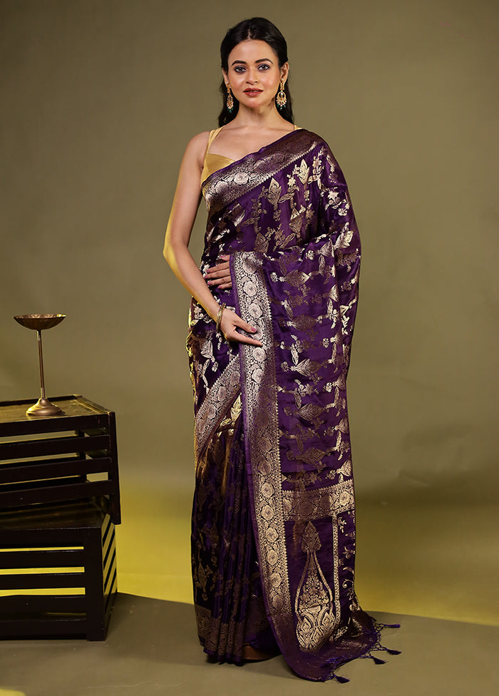 Blue Dupion Silk Saree With Blouse Piece