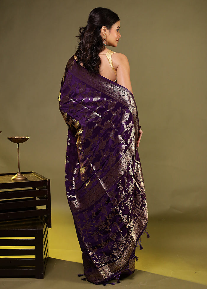 Blue Dupion Silk Saree With Blouse Piece