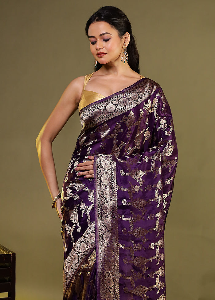 Blue Dupion Silk Saree With Blouse Piece