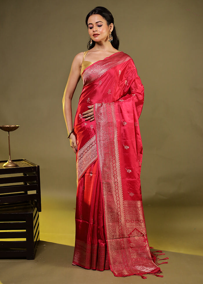 Pink Dupion Silk Saree With Blouse Piece