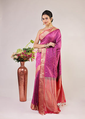 Pink Kanjivaram Silk Saree With Blouse Piece