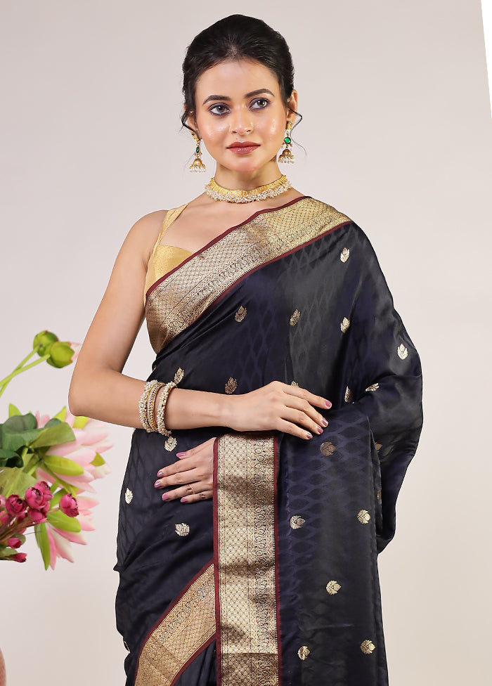 Blue Kanjivaram Silk Saree With Blouse Piece