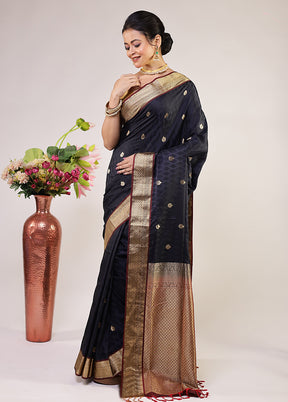 Blue Kanjivaram Silk Saree With Blouse Piece