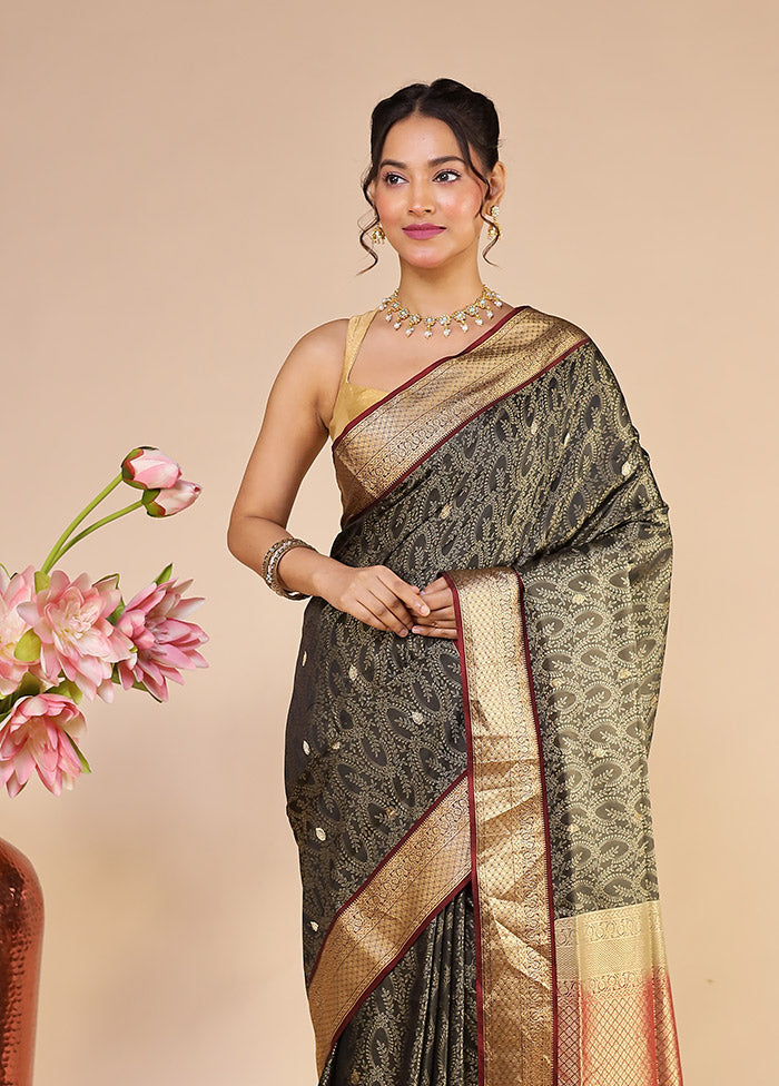 Black Kanjivaram Silk Saree With Blouse Piece