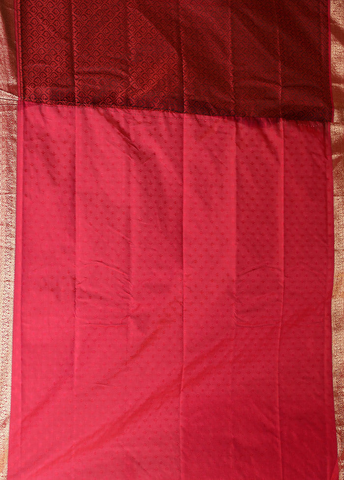 Maroon Kanjivaram Silk Saree With Blouse Piece