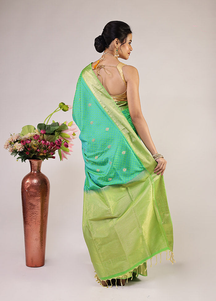 Green Kanjivaram Silk Saree With Blouse Piece