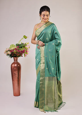 Green Kanjivaram Silk Saree With Blouse Piece