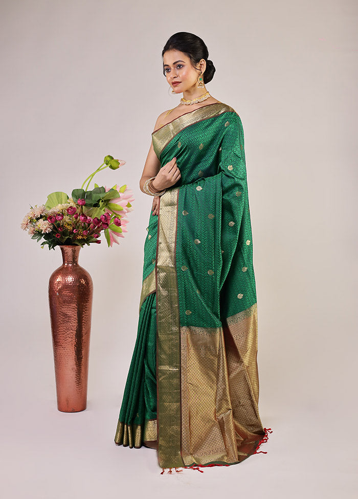 Green Kanjivaram Silk Saree With Blouse Piece