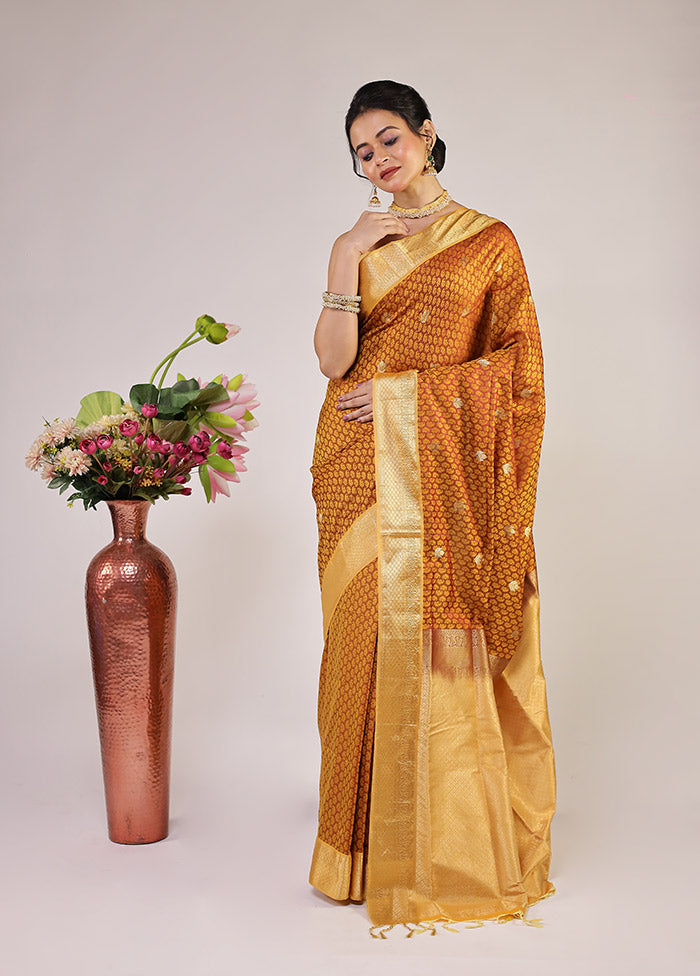 Maroon Kanjivaram Silk Saree With Blouse Piece