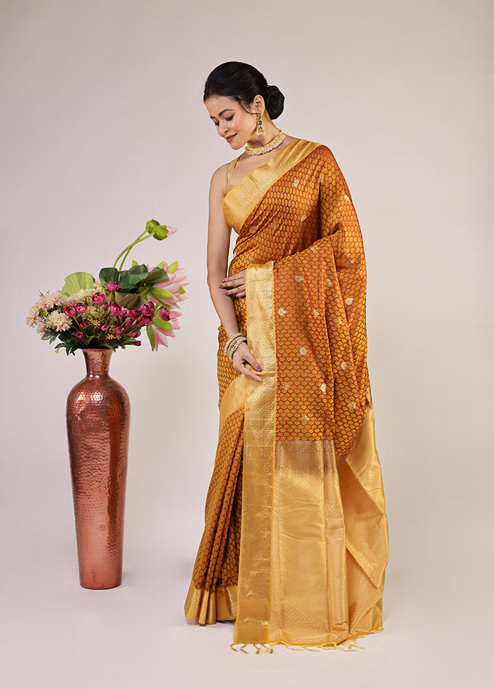 Maroon Kanjivaram Silk Saree With Blouse Piece