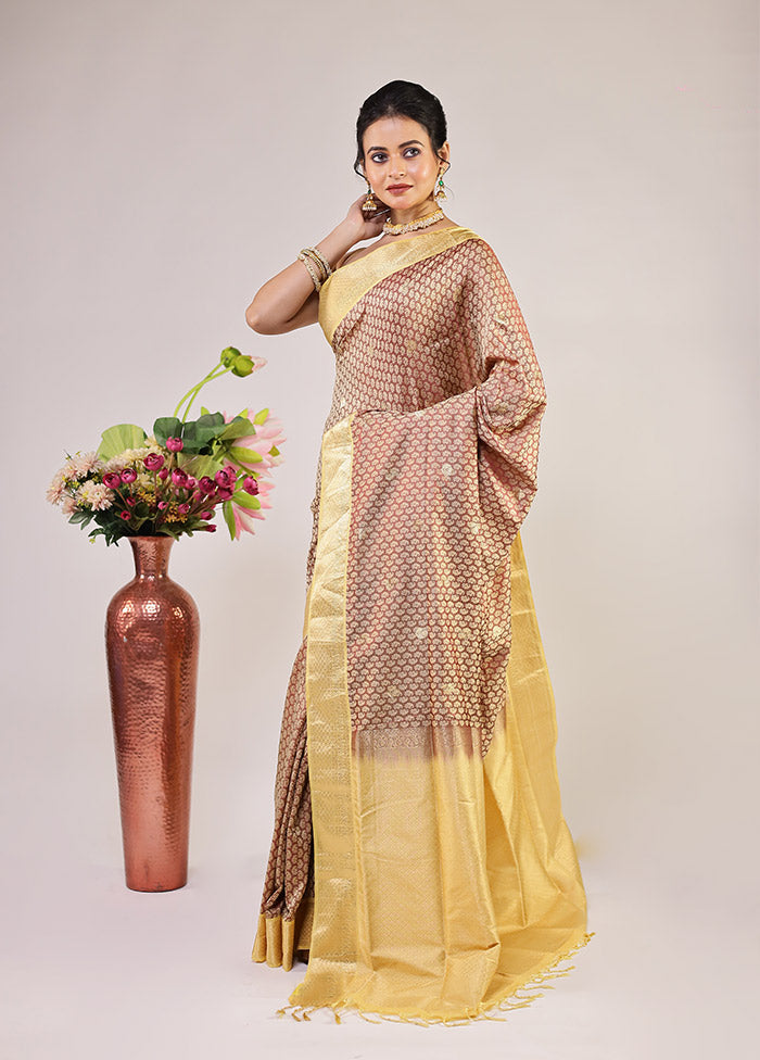 Maroon Kanjivaram Silk Saree With Blouse Piece