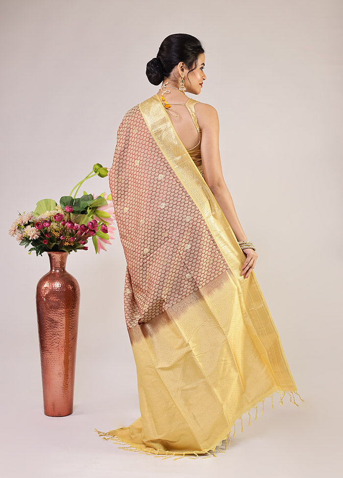 Maroon Kanjivaram Silk Saree With Blouse Piece