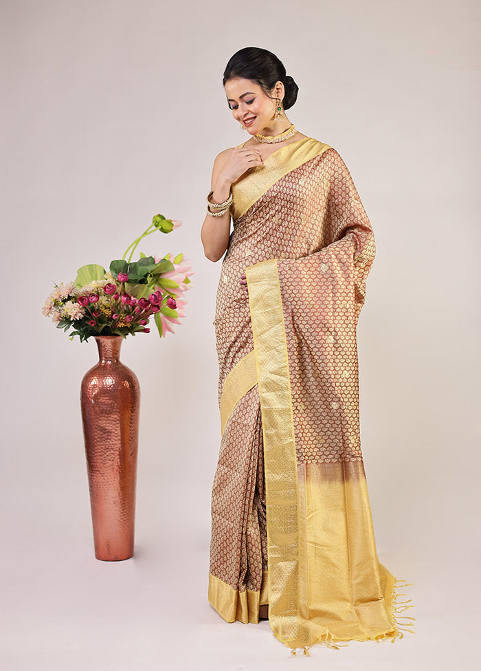 Maroon Kanjivaram Silk Saree With Blouse Piece