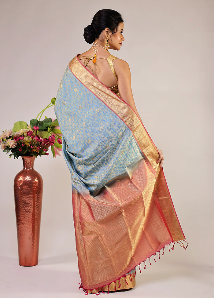 Cream Kanjivaram Silk Saree With Blouse Piece