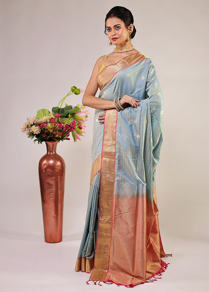 Cream Kanjivaram Silk Saree With Blouse Piece