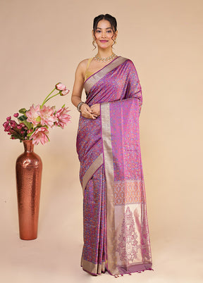 Purple Kanjivaram Silk Saree With Blouse Piece
