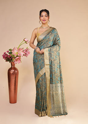 Green Kanjivaram Silk Saree With Blouse Piece