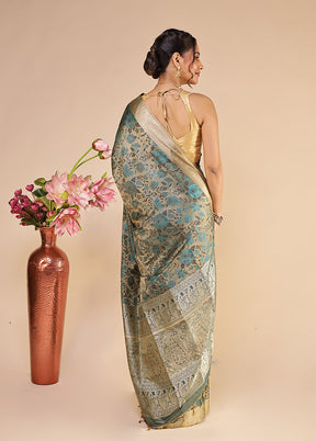 Green Kanjivaram Silk Saree With Blouse Piece