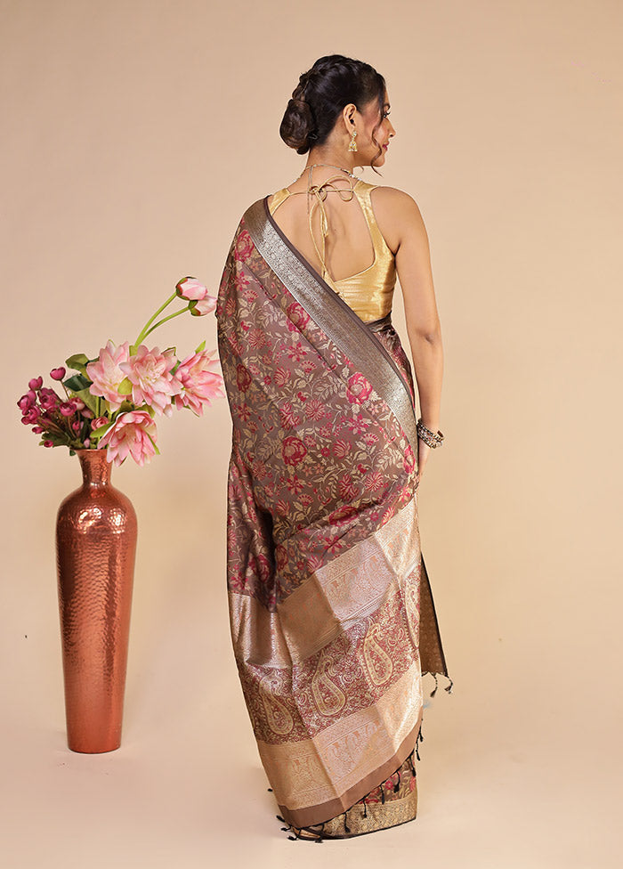 Purple Kanjivaram Silk Saree With Blouse Piece