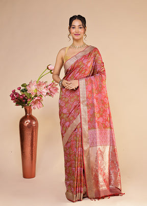 Maroon Kanjivaram Silk Saree With Blouse Piece
