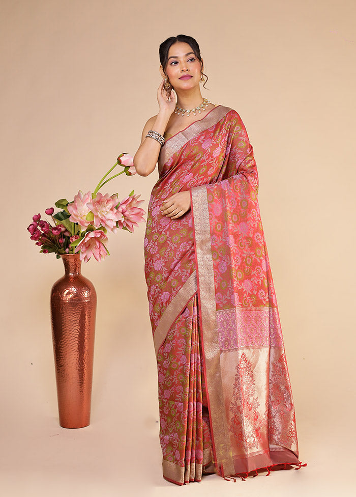 Maroon Kanjivaram Silk Saree With Blouse Piece