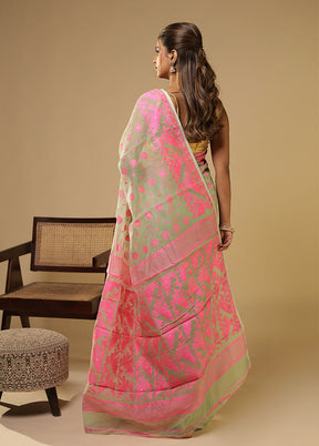 Green Jamdani Cotton Saree Without Blouse Piece