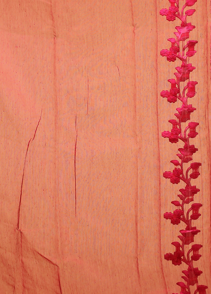 Purple Jamdani Cotton Saree Without Blouse Piece