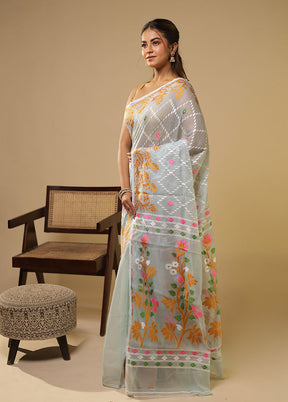 Green Jamdani Cotton Saree Without Blouse Piece