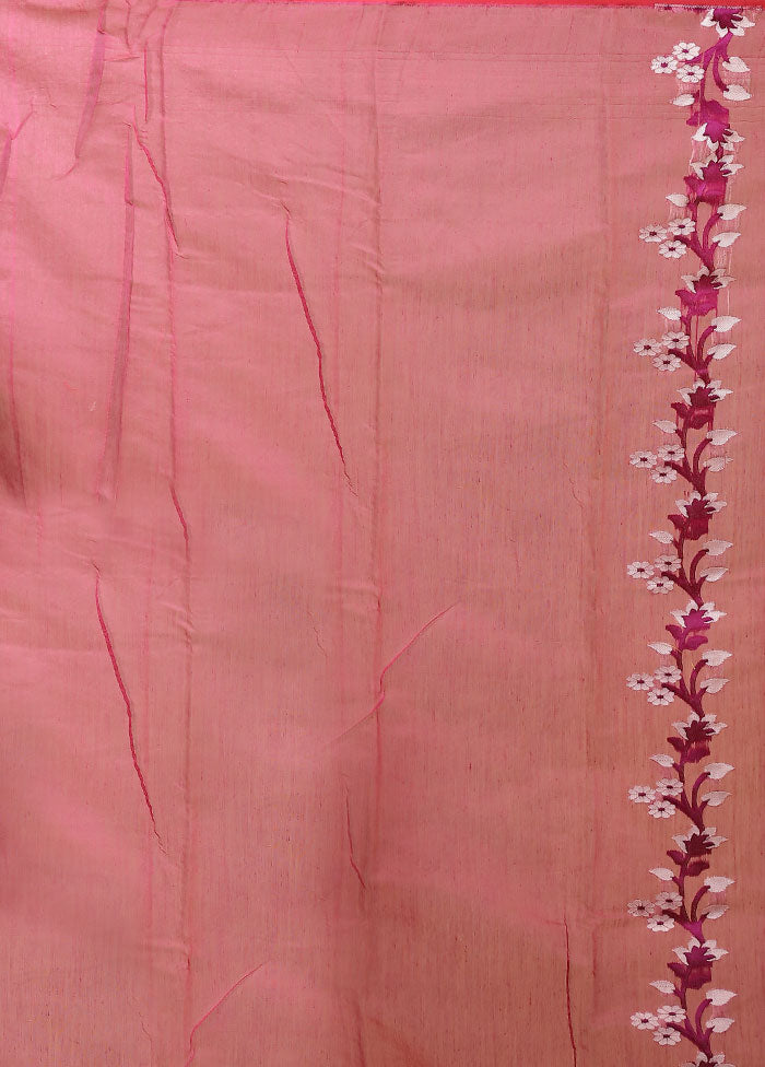 Purple Jamdani Cotton Saree Without Blouse Piece