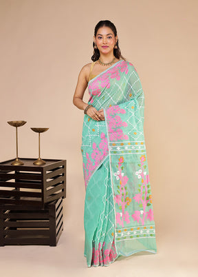 Green Jamdani Cotton Saree Without Blouse Piece