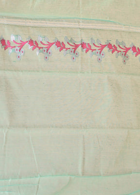 Green Jamdani Cotton Saree Without Blouse Piece