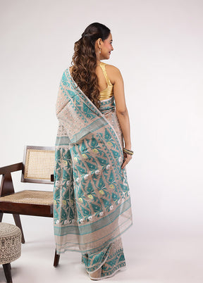 Grey Jamdani Cotton Saree Without Blouse Piece
