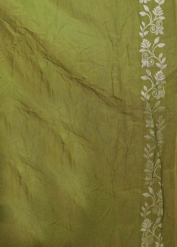 Green Jamdani Cotton Saree Without Blouse Piece