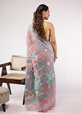 Purple Jamdani Cotton Saree Without Blouse Piece