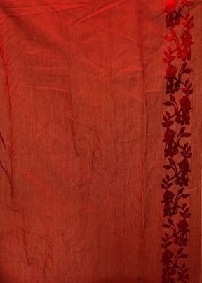 Red Jamdani Cotton Saree Without Blouse Piece