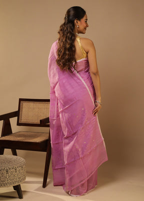 Purple Jamdani Cotton Saree Without Blouse Piece