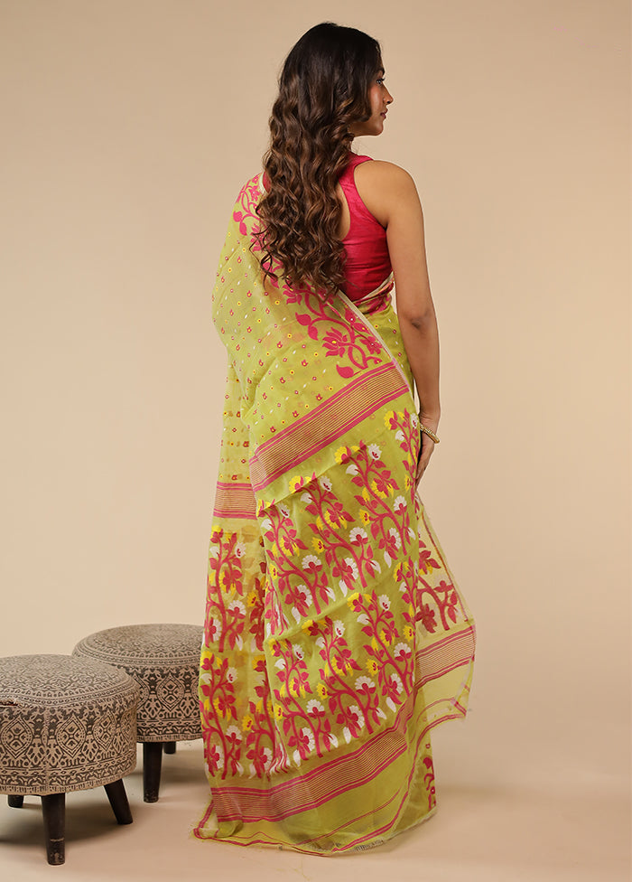Green Jamdani Cotton Saree Without Blouse Piece