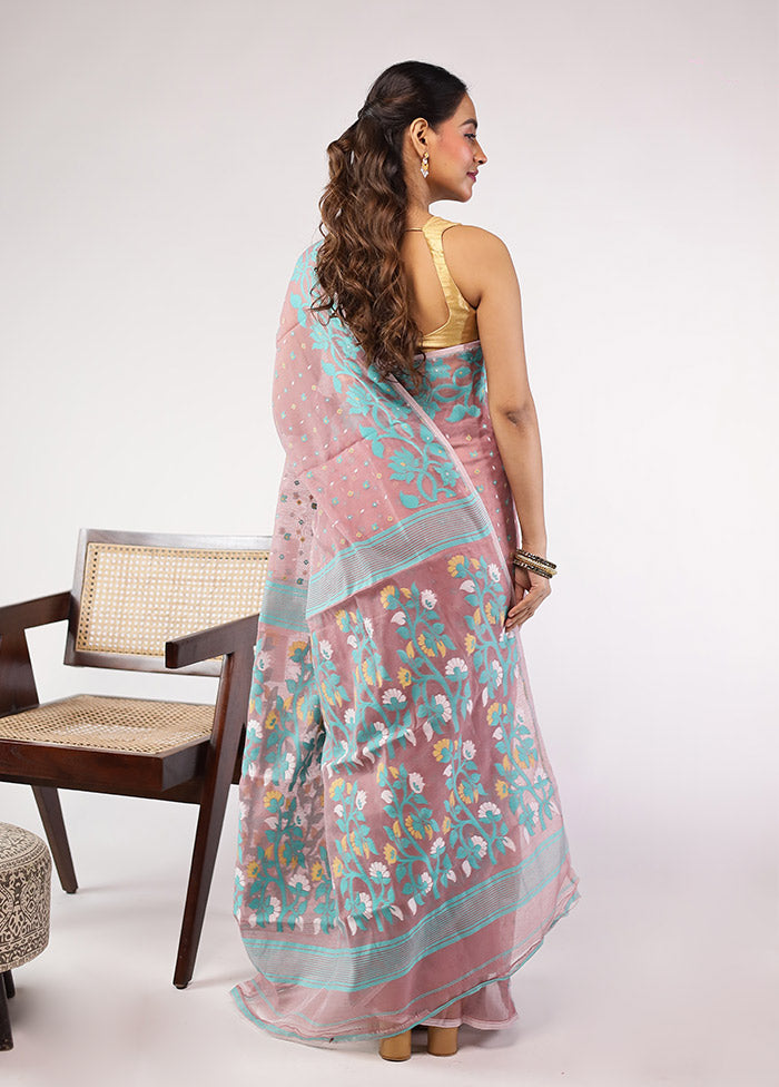 Purple Jamdani Cotton Saree Without Blouse Piece